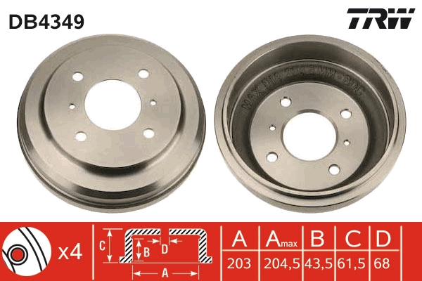 Тормозной барабан   DB4349   TRW