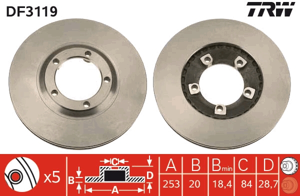Гальмівний диск   DF3119   TRW
