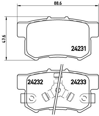 Комплект гальмівних накладок, дискове гальмо   P 28 051   BREMBO