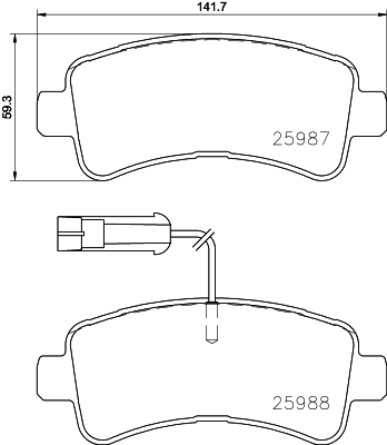 Комплект гальмівних накладок, дискове гальмо   P 61 130   BREMBO