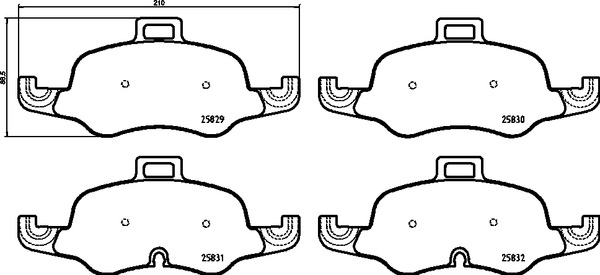 Комплект гальмівних накладок, дискове гальмо   P 85 160   BREMBO