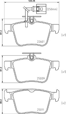 Комплект гальмівних накладок, дискове гальмо   P 85 162   BREMBO