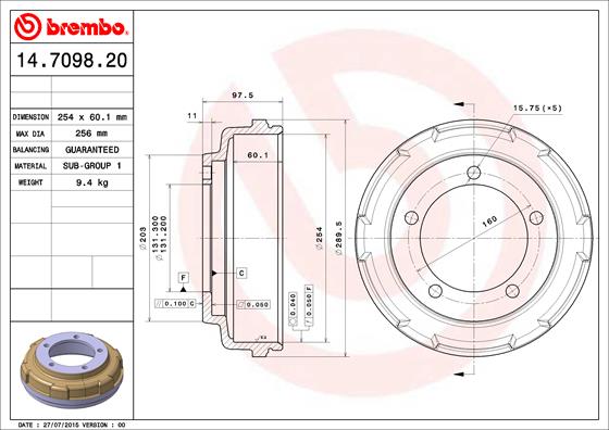 Тормозной барабан   14.7098.20   BREMBO