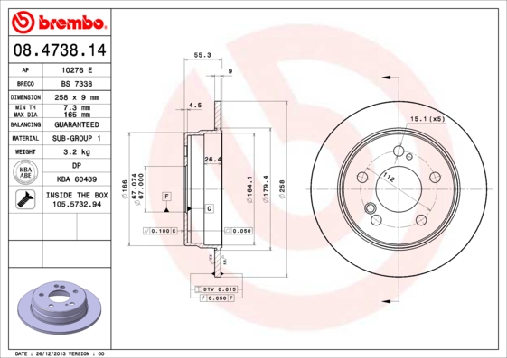 Гальмівний диск   08.4738.14   BREMBO