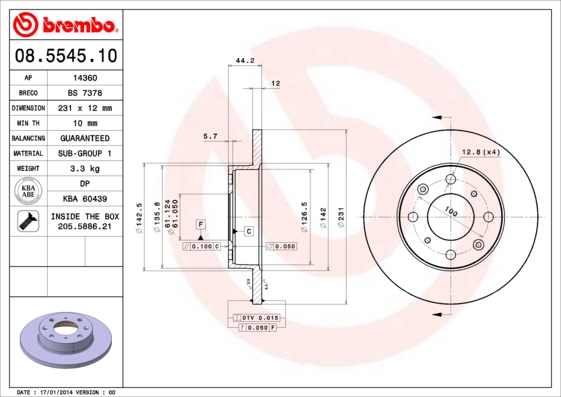 Тормозной диск   08.5545.10   BREMBO