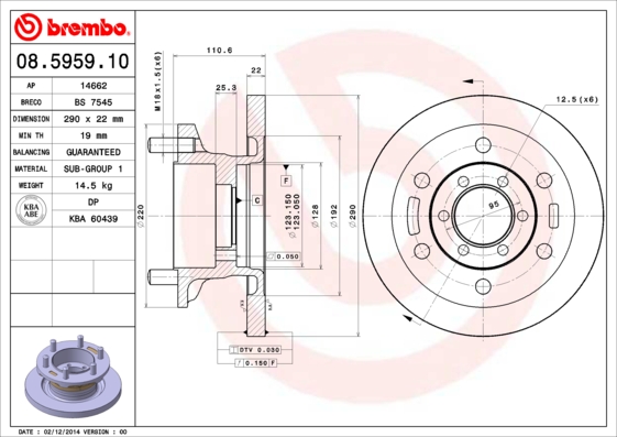 Гальмівний диск   08.5959.10   BREMBO