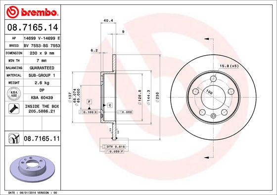 Тормозной диск   08.7165.11   BREMBO