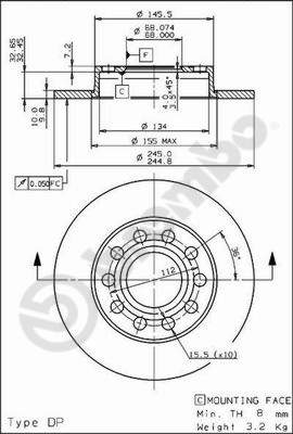 Тормозной диск   08.9136.11   BREMBO