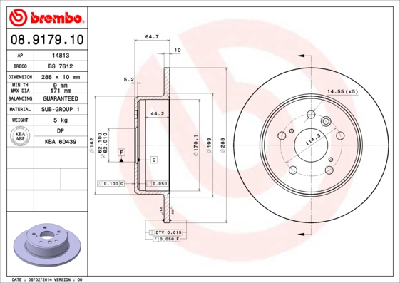 Тормозной диск   08.9179.10   BREMBO