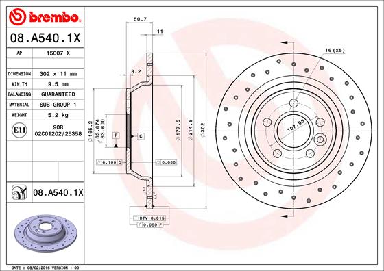 Тормозной диск   08.A540.1X   BREMBO