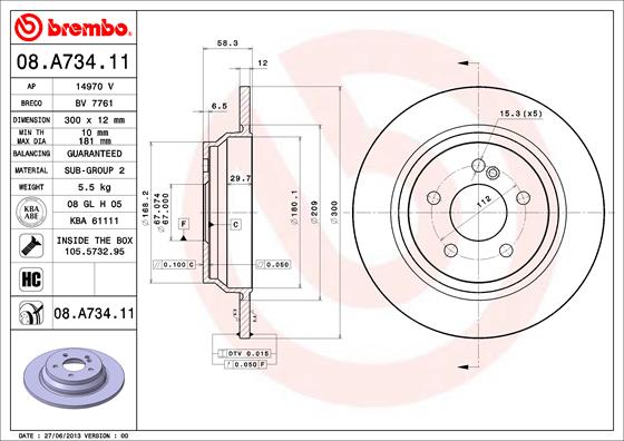 Гальмівний диск   08.A734.11   BREMBO