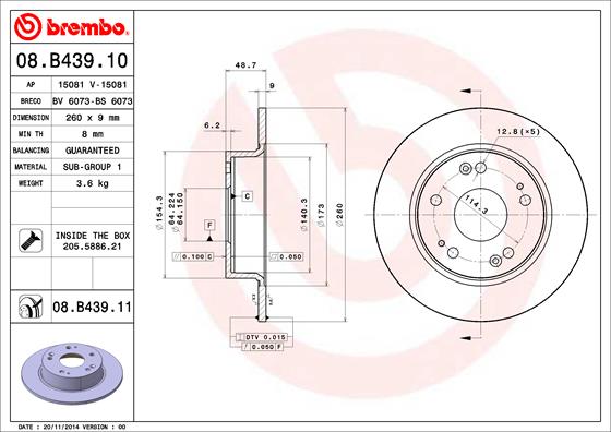 Гальмівний диск   08.B439.11   BREMBO