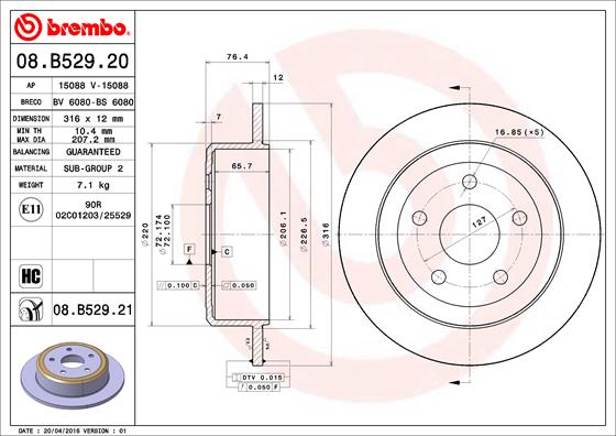 Гальмівний диск   08.B529.21   BREMBO