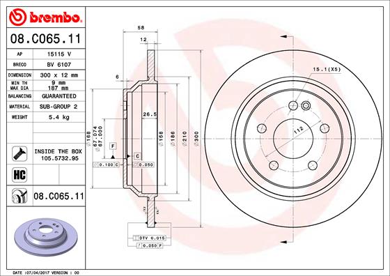 Тормозной диск   08.C065.11   BREMBO