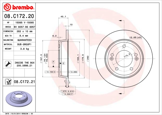 Гальмівний диск   08.C172.21   BREMBO