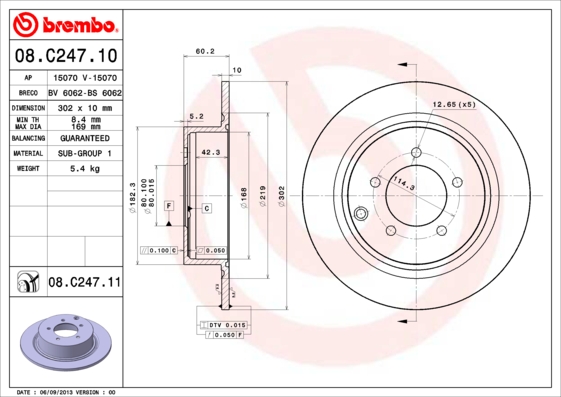 Тормозной диск   08.C247.11   BREMBO