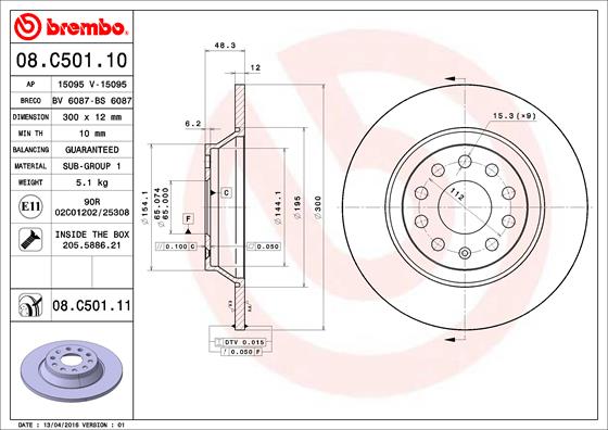 Тормозной диск   08.C501.11   BREMBO