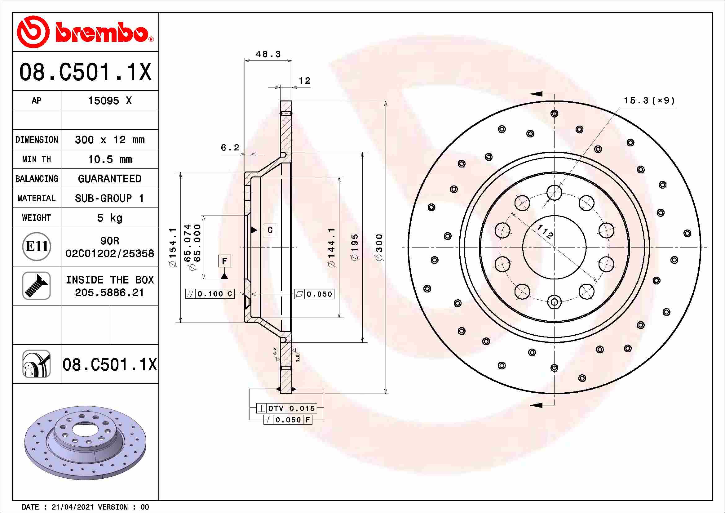 Тормозной диск   08.C501.1X   BREMBO