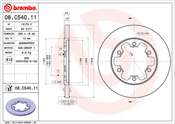 Гальмівний диск   08.C540.11   BREMBO