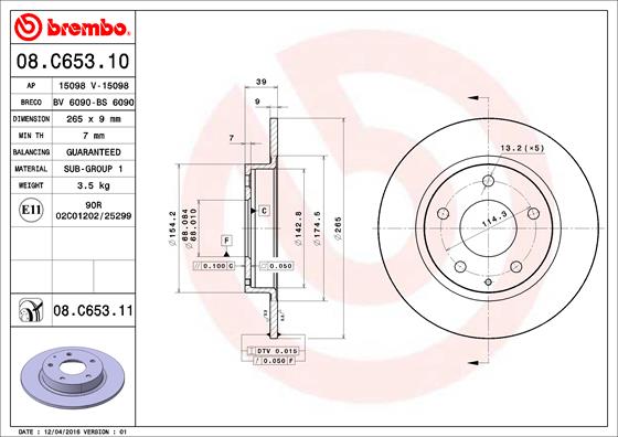 Гальмівний диск   08.C653.11   BREMBO