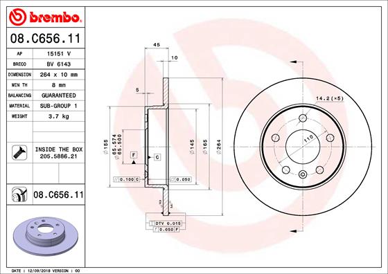 Гальмівний диск   08.C656.11   BREMBO