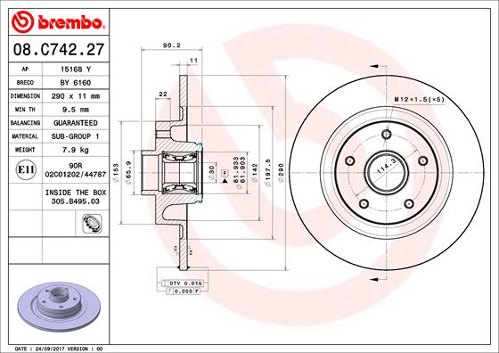 Гальмівний диск   08.C742.27   BREMBO