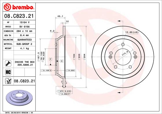 Гальмівний диск   08.C823.21   BREMBO