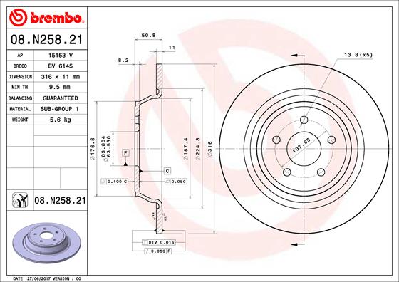 Гальмівний диск   08.N258.21   BREMBO