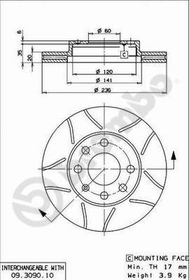 Гальмівний диск   09.3090.75   BREMBO