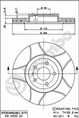 Тормозной диск   09.4939.76   BREMBO