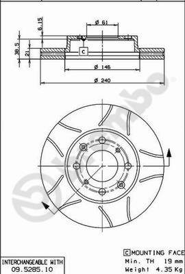 Тормозной диск   09.5285.75   BREMBO