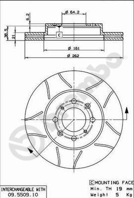 Гальмівний диск   09.5509.75   BREMBO