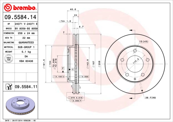 Гальмівний диск   09.5584.11   BREMBO