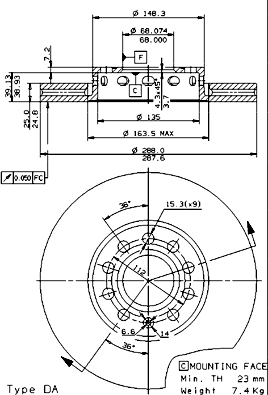 Тормозной диск   09.5745.21   BREMBO