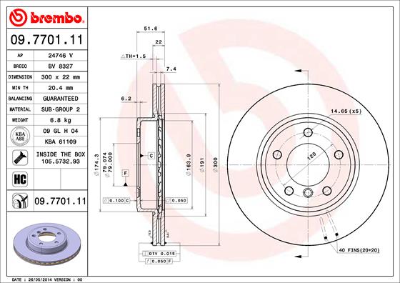 Гальмівний диск   09.7701.11   BREMBO