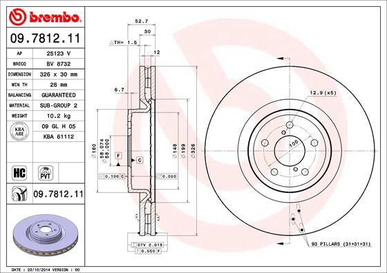 Тормозной диск   09.7812.11   BREMBO