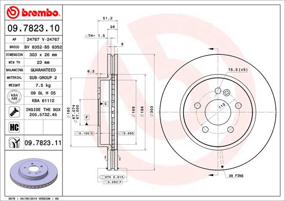 Гальмівний диск   09.7823.11   BREMBO