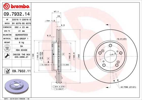 Тормозной диск   09.7932.11   BREMBO