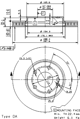 Тормозной диск   09.8681.11   BREMBO