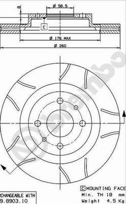 Тормозной диск   09.8903.75   BREMBO