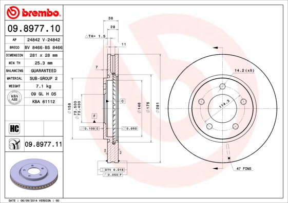 Гальмівний диск   09.8977.11   BREMBO