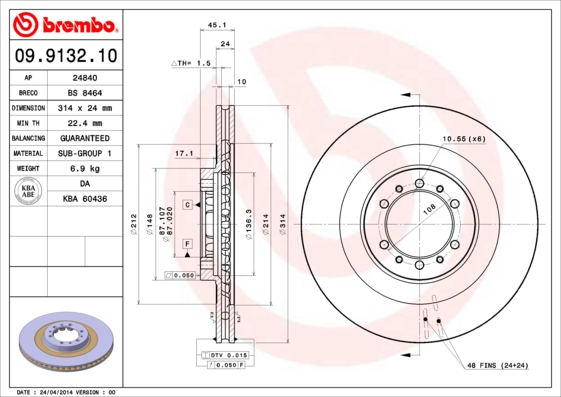 Гальмівний диск   09.9132.10   BREMBO