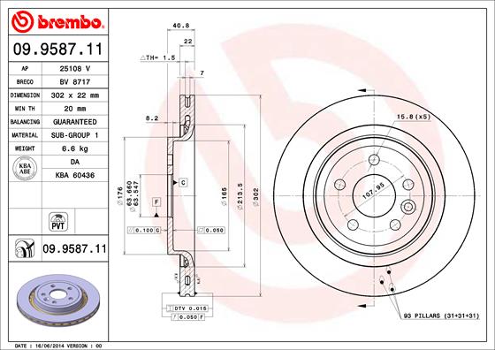 Тормозной диск   09.9587.11   BREMBO