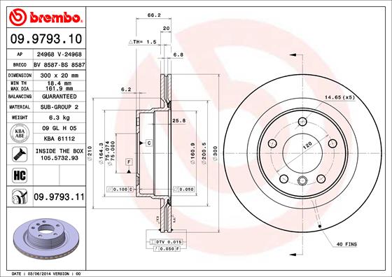 Тормозной диск   09.9793.11   BREMBO