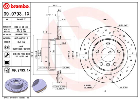 Тормозной диск   09.9793.1X   BREMBO