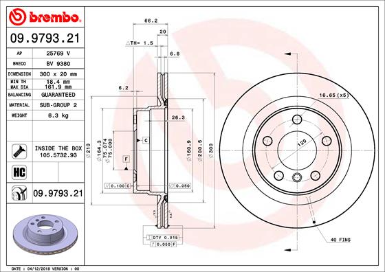 Тормозной диск   09.9793.21   BREMBO