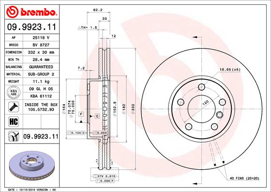 Гальмівний диск   09.9923.11   BREMBO