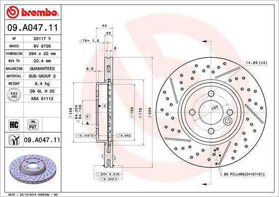 Тормозной диск   09.A047.11   BREMBO