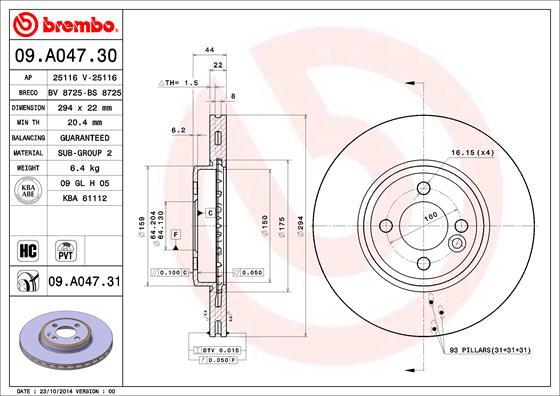 Тормозной диск   09.A047.31   BREMBO