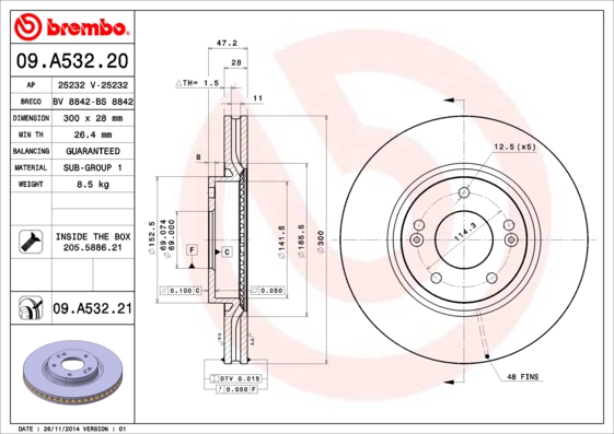 Гальмівний диск   09.A532.20   BREMBO